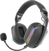 Mars Gaming MHW-Pro, Auriculares Gaming Inalámbricos ARGB Flow, Sonido 3D Envolvente 7.1, Bluetooth 5.3 + 2.4GHz + Jack 3.5mm, Diseño Ergonómico Ultraligero, Micrófono Dual, Multiplataforma, Negro