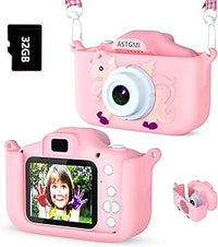 Thumbnail for ASTGMI Appareil Photo pour Enfants, 2.0 Pouces Enfant Appareil Photo Numérique, Mini Caméra Enfant Rechargeable Caméscope Cadeau Jouet Filles Garçons de 3 à 10 Ans, vidéo HD 1080p, 32G SD Carte (Rose)