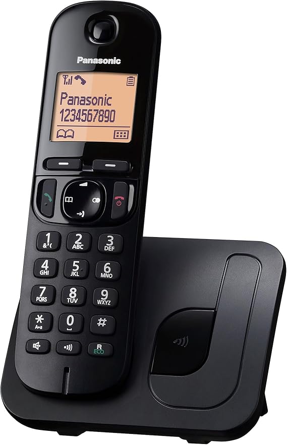 Panasonic KX-TGC210 Teléfono fijo inalámbrico, LCD, Identificador de llamadas, Agenda de 50 números, Tecla de navegación, Modo ECO, Reducción de ruido, Negro