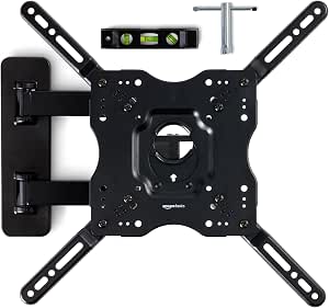Amazon Basics Soporte de Pared para TV, Giratorio e Inclinable para Televisores o Monitores Planos y Curvos de 26 a 55 Pulgadas de hasta 36Kg, VESA Máximo de 400 x 400mm, Negro