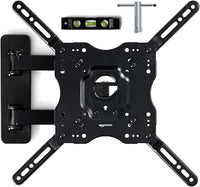 Amazon Basics Soporte de Pared para TV, Giratorio e Inclinable para Televisores o Monitores Planos y Curvos de 26 a 55 Pulgadas de hasta 36Kg, VESA Máximo de 400 x 400mm, Negro