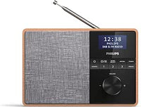 PHILIPS AUDIO TAR5505/10 Radio, Carcasa de Madera, Radio Dab+/FM, Temporizador de Cocina, Alimentación por Red o Batería, Color Marrón/Gris con Bluetooth