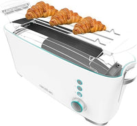 Cecotec Tostadora de 1 Ranura Larga Toast&Taste Extra W. 1000W, 2 Tostadas, Ranura XL para Panes Gruesos, Sistema Autocentrado, 7 Posiciones de Tostado, Expulsión Automática, Recogemigas y Varillas