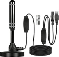 MEgegulo Antena de TV portátil de alta definición para interiores y exteriores, recepción de 360°, antena de TV gratuita de alta gacia, antena de TV compatible con 4K 1080P VHF/UHF, potenciador de