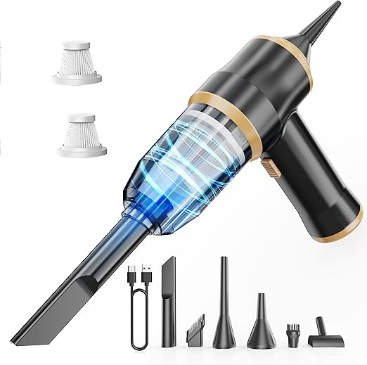 BELIBUY Mini Aspiradora para Coche 15000 Pa – Aspiradora Portátil Inalámbrica de Mano y Soplete de Aire con 2 Filtros, Ideal para Coche, Sofá, Oficina, Mascotas y Hogar