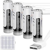 Thumbnail for Keenstone Batería AA Recargable, Pilas Recargables AA de 3500 mWh 1,5 V, LR6 HR6 con Tipo C 4 en 1 y Caja, 4pcs
