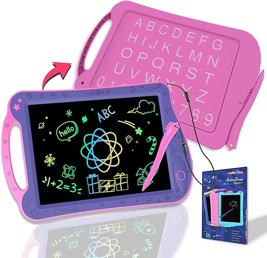 HOMESTEC AstroDraw Juguetes niñas 2 3 4 5 6 años, tableta de escritura LCD, pizarra mágica infantil, tablero de dibujo electrónico, juegos educativos regalo bonitos para niña 2+ años (Púrpura/Rosa)