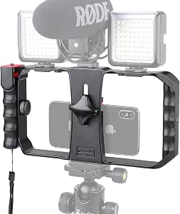 Zeadio Smartphone Video Rig, estabilizador de Agarre inalámbrico con Obturador Remoto, se Adapta a Todos los teléfonos Inteligentes iPhone y Android