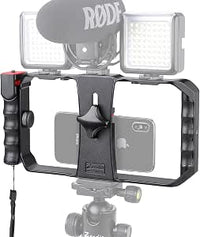 Zeadio Smartphone Video Rig, estabilizador de Agarre inalámbrico con Obturador Remoto, se Adapta a Todos los teléfonos Inteligentes iPhone y Android
