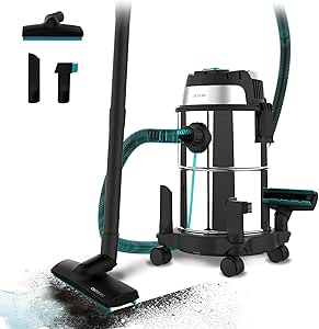 Cecotec Aspirador de Sólidos y Líquidos de 16 L Conga Rockstar Wet & Dry Steel. 1200 W, 20 kPa, Doble función: Aspirador y Soplador, Estructura Metálica, Ruedas, Radio de Acción 5m