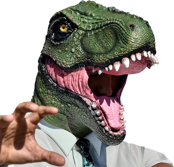 mikamax Máscara de dinosaurio, cabeza de dinosaurio realista, máscara de cabeza de dinosaurio de Halloween para fiestas, Navidad y carnaval, máscara de látex, regalo y accesorios