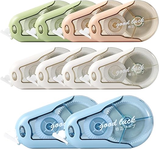 Blendura Cinta Correctora, 10 Piezas Cintas Correctoras 20m x 5mm Correctora Roller con Capuchón Protector, Correction Tape para Material Escolar Oficina Hogar Estudiantes Adultos