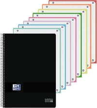 Oxford, Cuaderno A4 Cuadriculado 5x5, Tapa Plástico, 8 Bandas de Color, Hojas Microperforadas, Color Negro