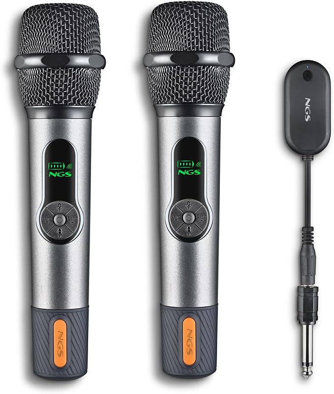 NGS Singer Star Duo - Pack de 2 Micrófonos Inalámbricos. 30 h autonomía
