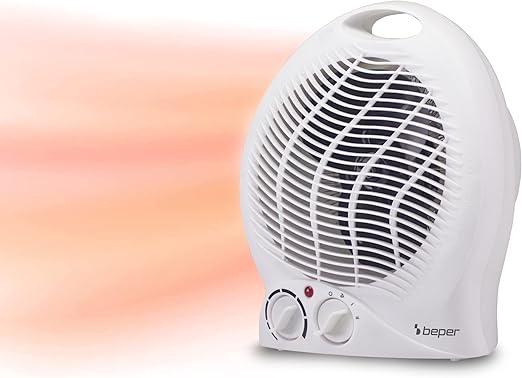 BEPER P203TER203 Termoventilatore Elettrico Compatto, 2 Potenze 2000W, Termostato, Funzione Ventilazione, Maniglia Integrata e Anti-Surriscaldamento