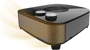 Cecotec Calefactor Eléctrico Bajo Consumo ReadyWarm 2050 Max Horizon Black. Termoventilador de 2000W, 3 Modos de Funcionamiento, Ligero, Termostato Regulable, Manual, Seguridad Autoapagado