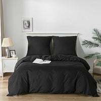 Good Nite Funda Nórdica 3 Piezas Microfibra Juego de Funda Edredon 200 x 200 cm con 2 Funda de Almohada 80 x 80 cm Negro Suave Transpirable