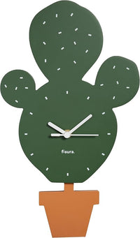 Fisura – Reloj de Gato con Cola. Reloj de Pared Original. Reloj de Pared silencioso de 46 x 8 centímetros. Madera y ABS. 1 Pila AA (no incluida) (Cactus, Verde)
