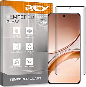 REY 2X Protector de Pantalla Curvo 3D para VIVO V29 LITE 5G, Negro, Protección Completa, 3D / 4D / 5D