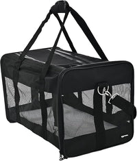 Amazon Basics Bolsa transportadora para mascotas Gato, Perro AMZSC-002 con lados blandos, M, 42 x 27 x 28 cm (L x An x Al), Negro