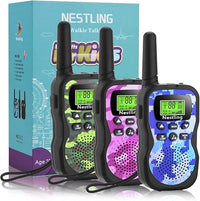 Nestling Walkie Talkie para niños, Camuflaje al Aire Libre, 8 Canales, Radio de 2 vías, Juguetes, Linterna LCD retroiluminada, Rango de 3 Millas para Actividades Infantiles (3pcs Camuflaje)