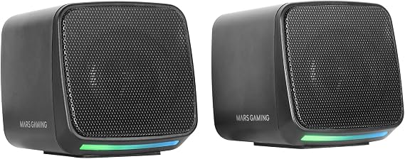 Mars Gaming MS-Pro, Altavoces Compactos 10W, Iluminación RGB Flow Dinámica, Altavoz PC con Caja de Control y Entrada Jack 3.5mm, Altavoces Gaming Compatibles con PC/Mac/Smartphone/Tablet, Negro