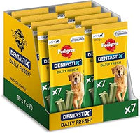 Pedigree Dentastix Fresh Snack Dental para la Higiene Oral y contra el Mal Aliento de Perros Grandes (10 Paquetes de 7ud)