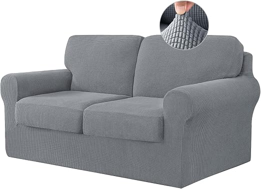 BXFUL Juegos de Fundas Elásticas para Sofá con Respaldos Separados y Cojines para Asientos, Funda Antideslizante para Sofá con Banda Elástica, Protector de Muebles (2 Seater(145-178cm),Gris Claro)