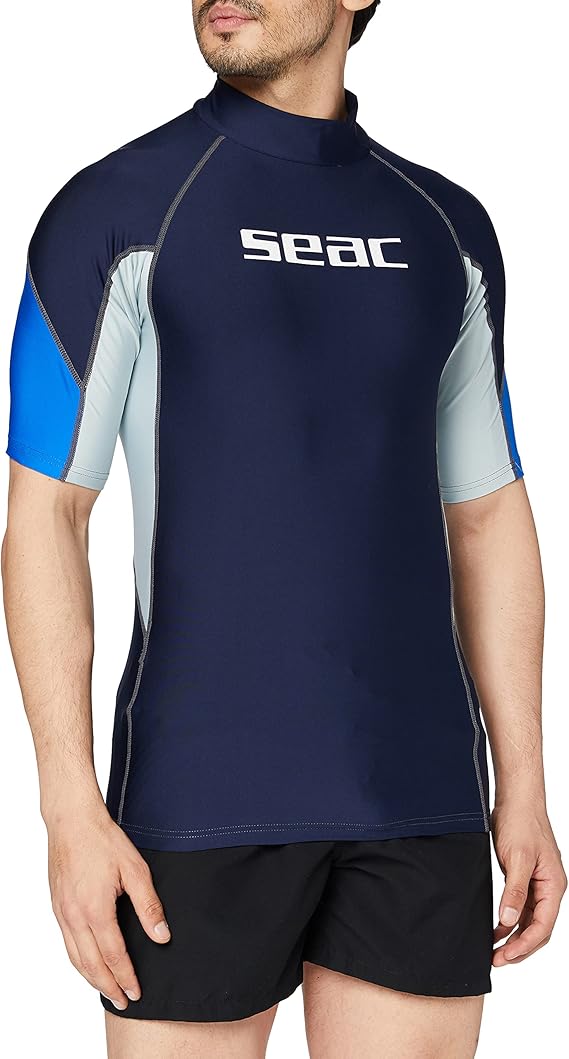 SEAC RAA Short EVO Man, Camiseta Rash Guard para Snorkeling y natación con protección UV.