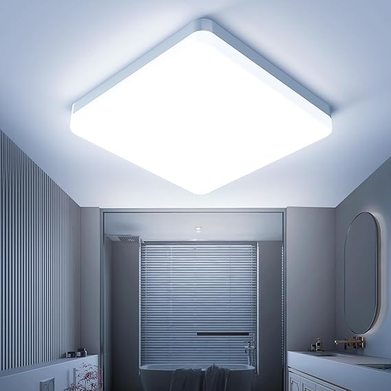 OTREN Plafón LED Moderna, 6500K Lámpara Cuadrada, IP44 Luz de Techo para Baño, Cocina, Pasillo, Balcón, Dormitorio, Ø20CM
