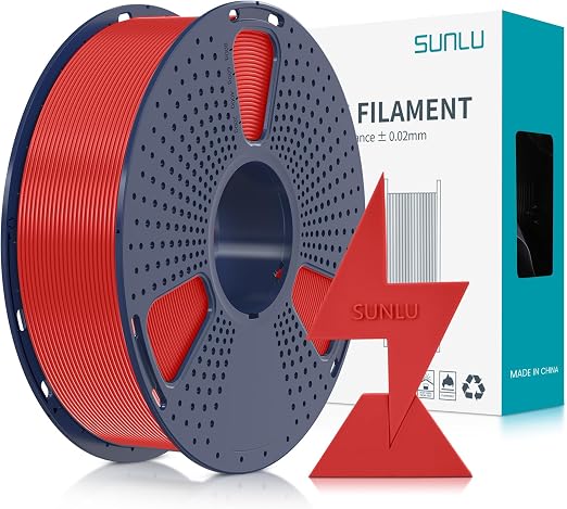 SUNLU Alta Velocidad Filamento PLA 1.75mm, Filamento PLA de Alta Fluidez para Impresoras 3D Rápidas, Diseñado para Impresiones Rápidas, Tolerancia de Diámetro ±0.02mm, HS-PLA Filament, 1KG Rojo
