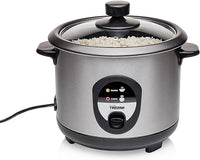 Tristar RK-6126 Arrocera, Capacidad 1 litro, Función para Mantener el Calor, Apagado Automático, Incluye Taza Medidora, Espátula y Cuchara, revestimiento antiadherente del recipiente, 400 W, Plateado