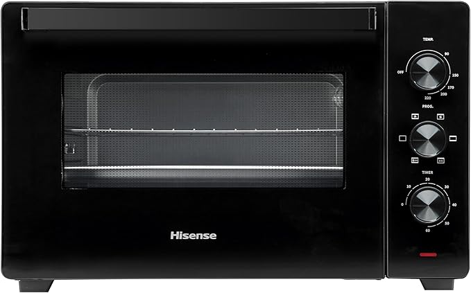 Hisense, HOM45M - Fornetto Elettrico 45L, Tre Livelli di Cottura, Ventilato, Girarrosto, Comandi 3 Manopole, 220 - 240 V ~ 50/60 Hz; P = 2000 W