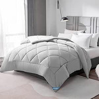 WAVVE Edredón Acolchado 200x200 cm, Edredon Cama 105/120, Relleno Nórdico 300 gr/m² en 100% Microfibra (200x200cm, Gris Claro)