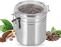 Bote de café de acero inoxidable, bote hermético para cocina botes de cocina para encimera pequeños recipientes de comida Bote de granos de té Bote de granos de café para casa