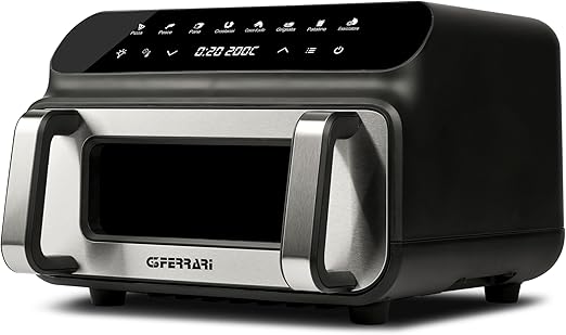 G3 Ferrari G10181 Friggisano BBQ Freidora de aire, Horno Barbocoa Smokeless, 200 W, Doble resistencia, 10 Litros XXL, Accesorios incluidos, Temporizador 60 min,