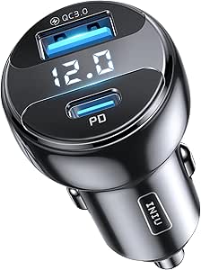 INIU 66W Allume Cigare USB, 36W USB C + 30W USB A Charge Rapide Chargeur Voiture pour iPhone 15 14 13 12 Pro Max Mini Plus Samsung Galaxy S23 iPad AirPods Switch etc