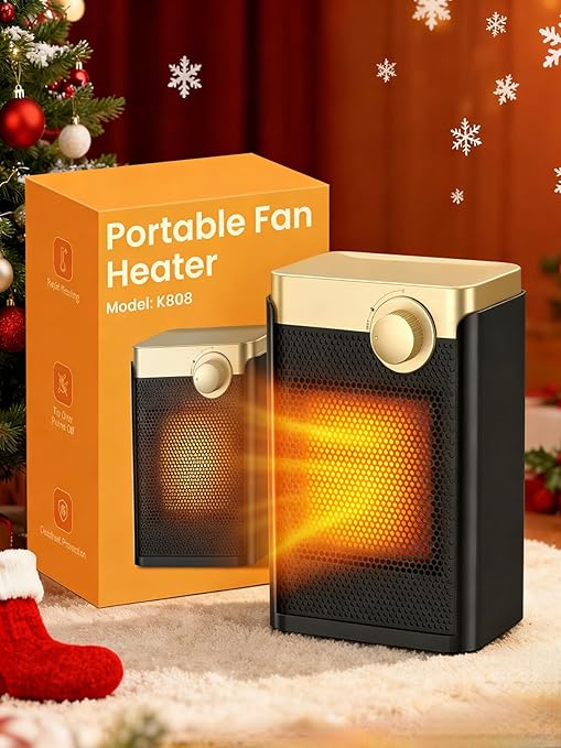 Calefactor Bajo Consumo, 1500W PTC Silencioso Radiador Electrico Bajo Consumo con 3 Modos, Protección Contra Sobrecalentamiento y Vuelco, Mini Calefactor Eléctrico Portátil para Dormitorios,Oficinas