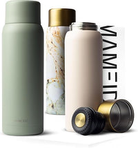 MAMEIDO Botella Termica con Taza 1 l, Termo Cafe para llevar de acero inoxidable antigoteo, Termo Aqua caliente 12 horas sin BPA para bebe, café y mate té (Desert Sage)