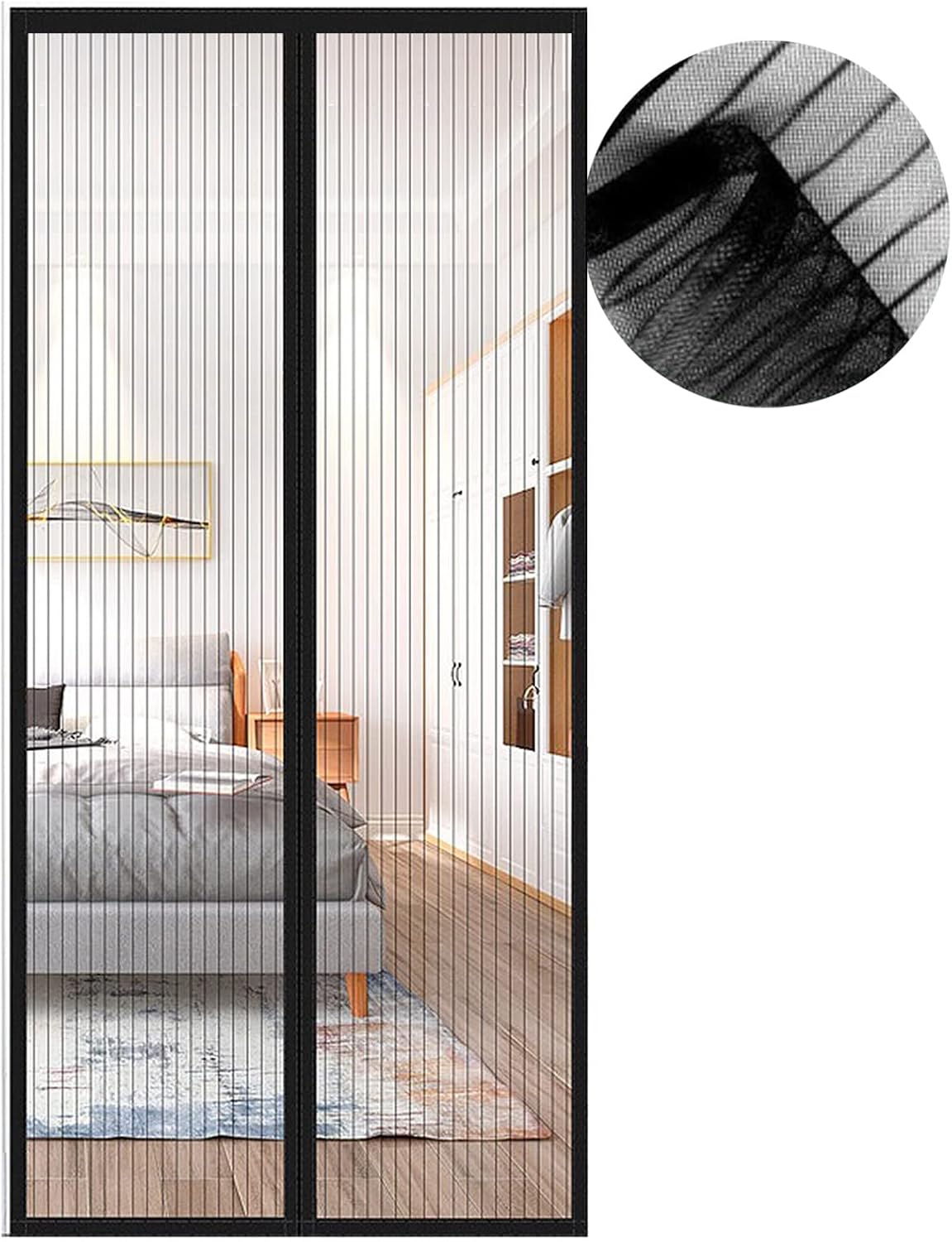 Cortina Mosquitera Magnética para Puertas, Versión Actualizada 100x200 cm Puerta de Malla Magnética, Negro Cortinas para Puertas Exteriores, Fácil de Instalar y Lejos de Los Mosquitos