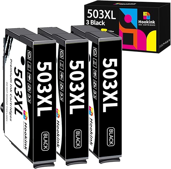 Cartucho 503XL compatibles con Epson 503 XL negro para Expression Home XP-5200 XP-5205 XP5200 XP5205, Workforce WF-2960 WF-2965 WF2960 WF2965 (3 negros)