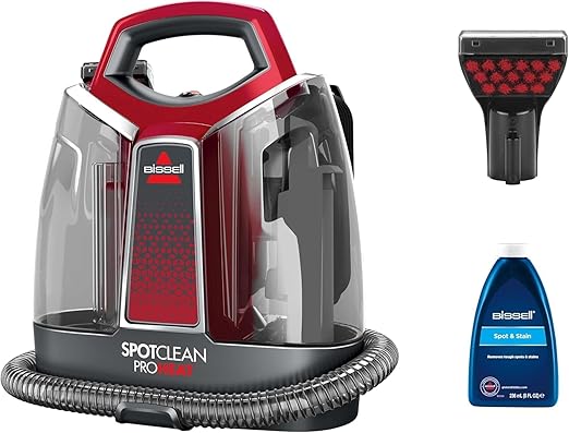 BISSELL SpotClean ProHeat, Aspiradora de Agua Tapiceria, Lava Aspiradora con Tecnología HeatWave, Limpiador de Liquidos para Alfombras, Tapiceria, Sofa, Autos y Más, Motor Potente de 330W, 36988