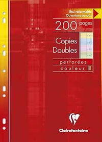 Clairefontaine - Ref 47111C - Hojas de doble color (100 páginas) - Tamaño A4, Séyès Rulings, perforadas, papel vitela cepillado de 90 g/m², paquete resellable - Colores surtidos