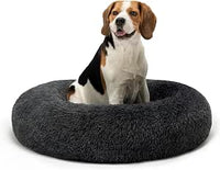 lionto Cama Redonda de Felpa para Perros y Gatos, Ø 80 cm, Gris Oscuro