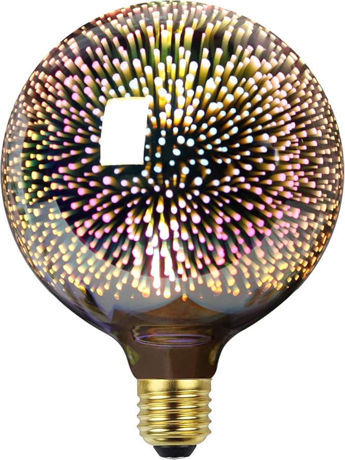TIANFANTianfan Classic Edison 3D Fireworks Bombilla LED Fuente de luz AC85-240V E27 Bombilla decorativa G125 Plata
