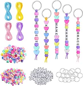 CHENGCKJ Kit de Fabricación de 566 Llaveros con Cuentas de Letras