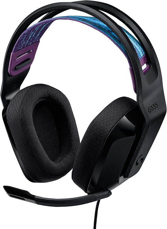 Logitech G G335, auriculares para gaming con cable, micrófono abatible para silenciar, conector de audio de 3,5 mm, almohadillas de espuma viscoelástica, PC, PS, Xbox, Nintendo Switch/Switch 2 - Negro