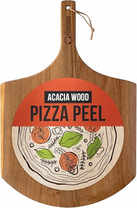 Chef Pomodoro Pala Pizza 35.5 cm, Tabla Pizza Horno de Madera de Acacia para Hornear Pizza Casera y Pan, Bandeja Madera Aperitivos, Embutidos y Quesos, Utensilios de Cocina para Pizzeros