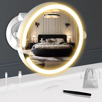 Robofun - Espejo de Maquillaje Luminoso con Ventosa Potente, 20 Espejos de Aumento Luminoso, Espejo de Aumento de luz Ajustable en Intensidad, con una Altura Ajustable de 25 cm