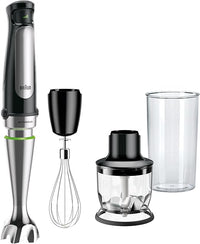 Braun Minipimer 7025 - Batidora de mano, 1000W, 3 accesorios (Minipicadora 350ml, varillas, vaso medidor 600ml), velocidad automática, tecnología Active Blade